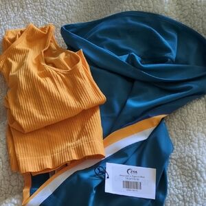 Zyia Activewear Set in Teal and Orange